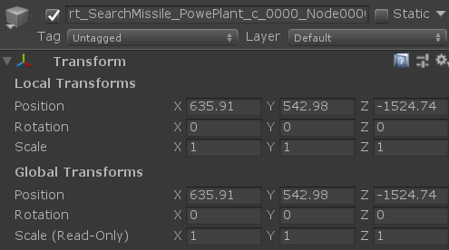 In this example, the route 1st node contains this values on its translation (called position on Unity3d)