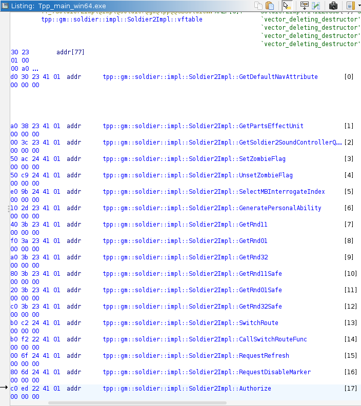 Authorize in debug vtable