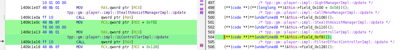 Decompile window selection selects 2 more instructions