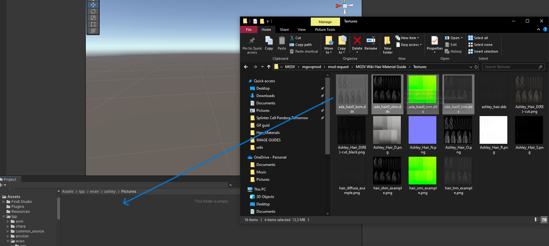 Navigate to the directory containing the textures drag and drop all the textures in your folder(More clarification with the blue arrow)