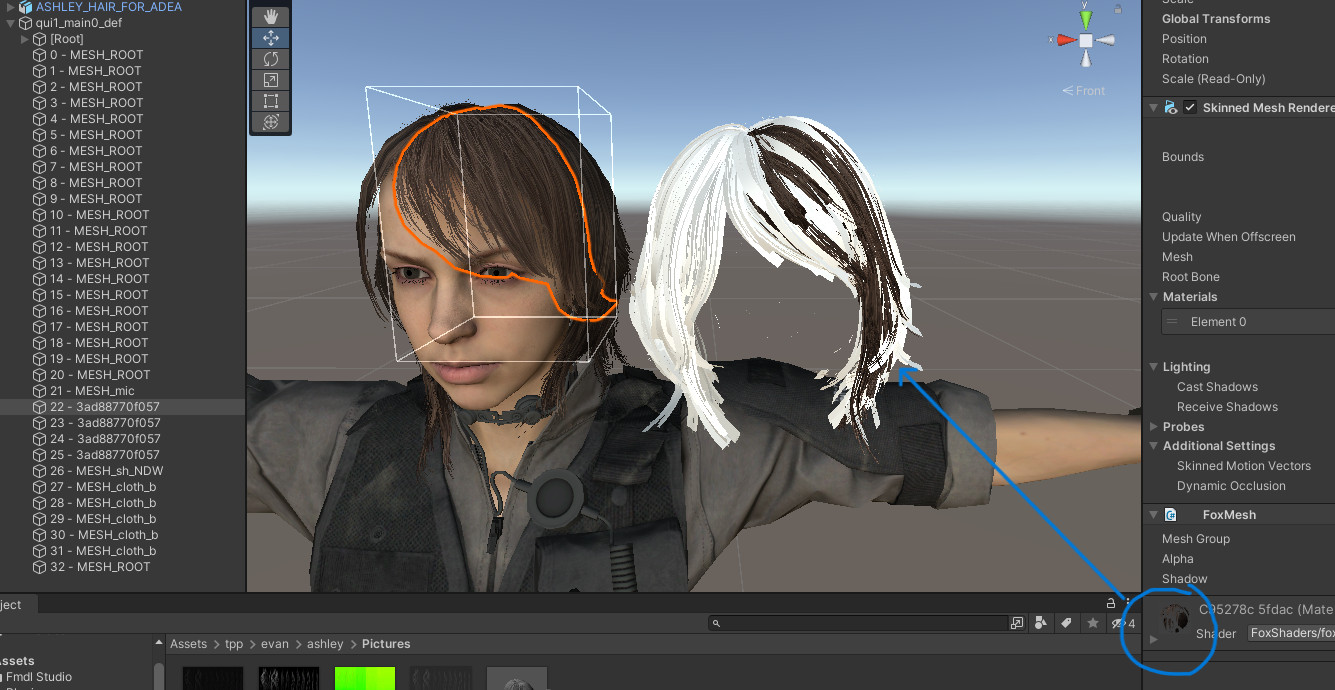 Dragging and dropping the material onto your custom hair mesh
